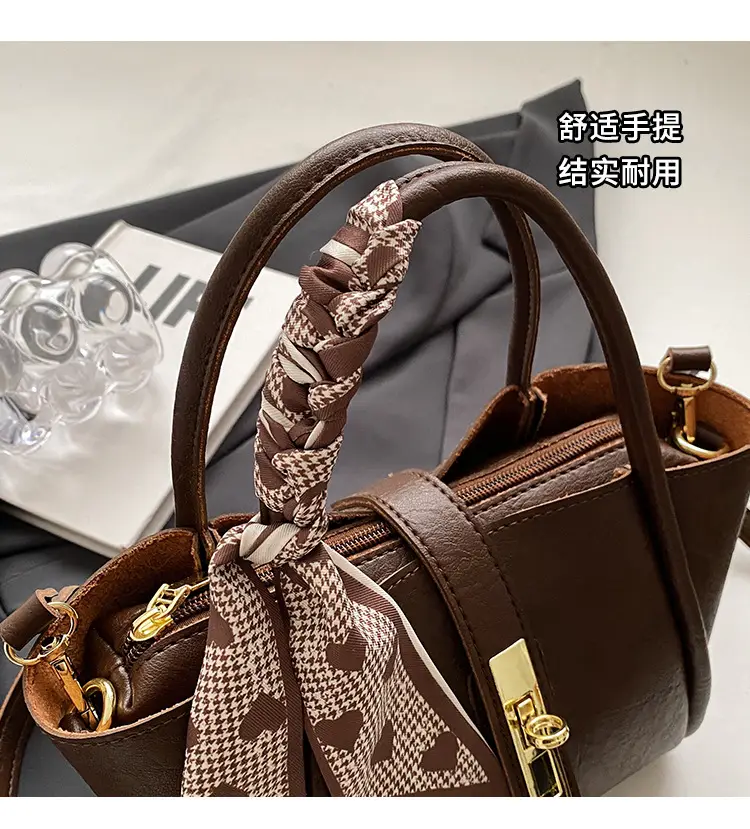 Retro Brown Crossbody Bag for Women with Logo — feature 10
