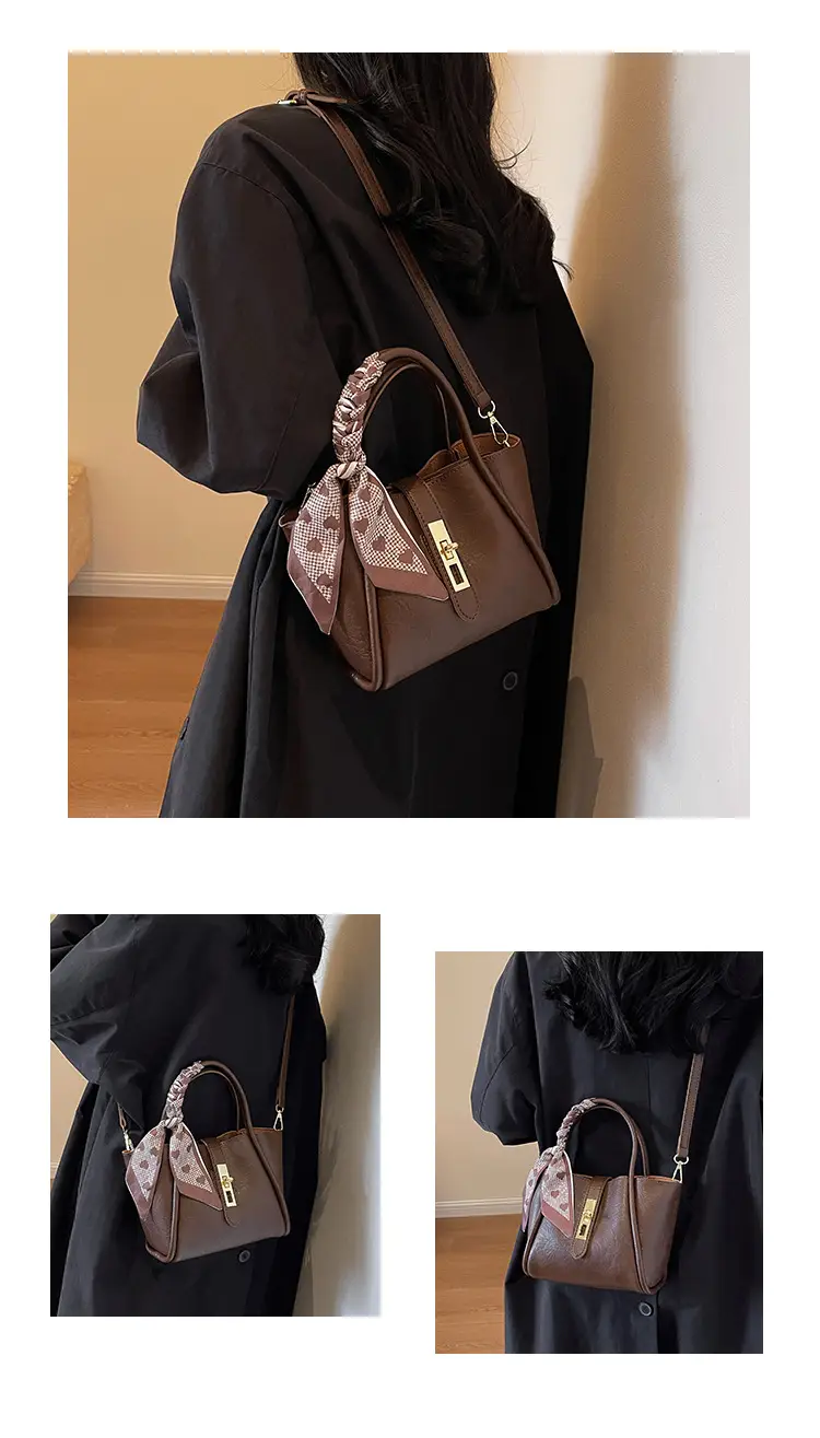 Retro Brown Crossbody Bag for Women with Logo — feature 13