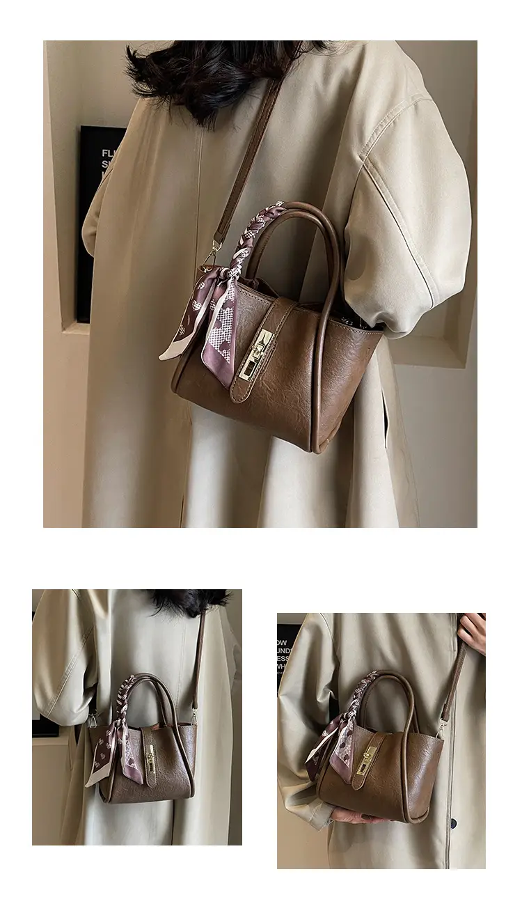Retro Brown Crossbody Bag for Women with Logo — feature 14