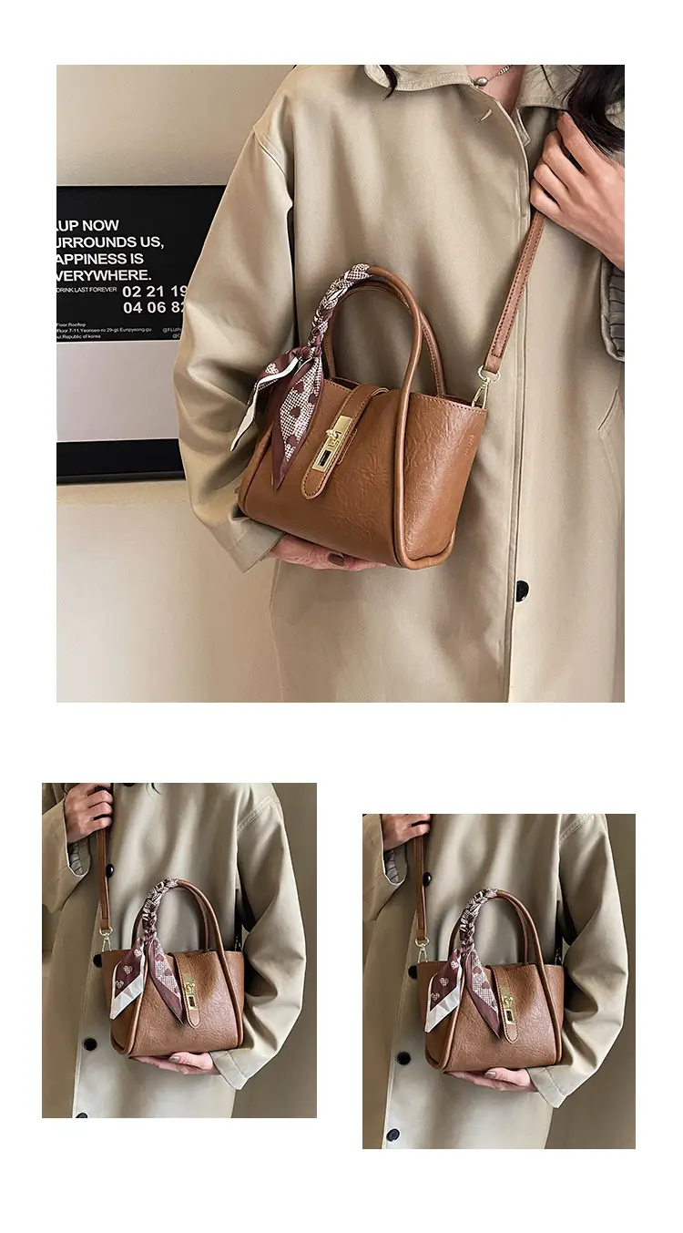 Retro Brown Crossbody Bag for Women with Logo — feature 15