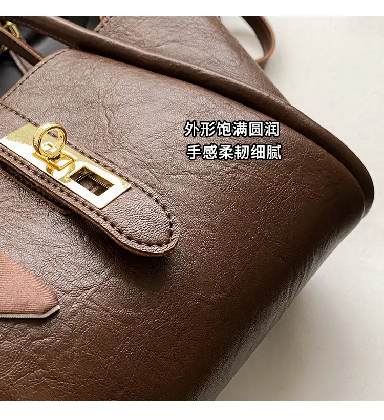 Retro Brown Crossbody Bag for Women with Logo — feature 7