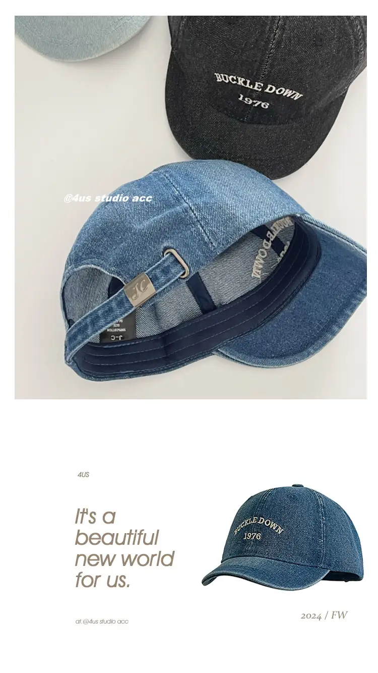Women's Japanese Retro Denim Baseball Cap Large Circumference — feature 2