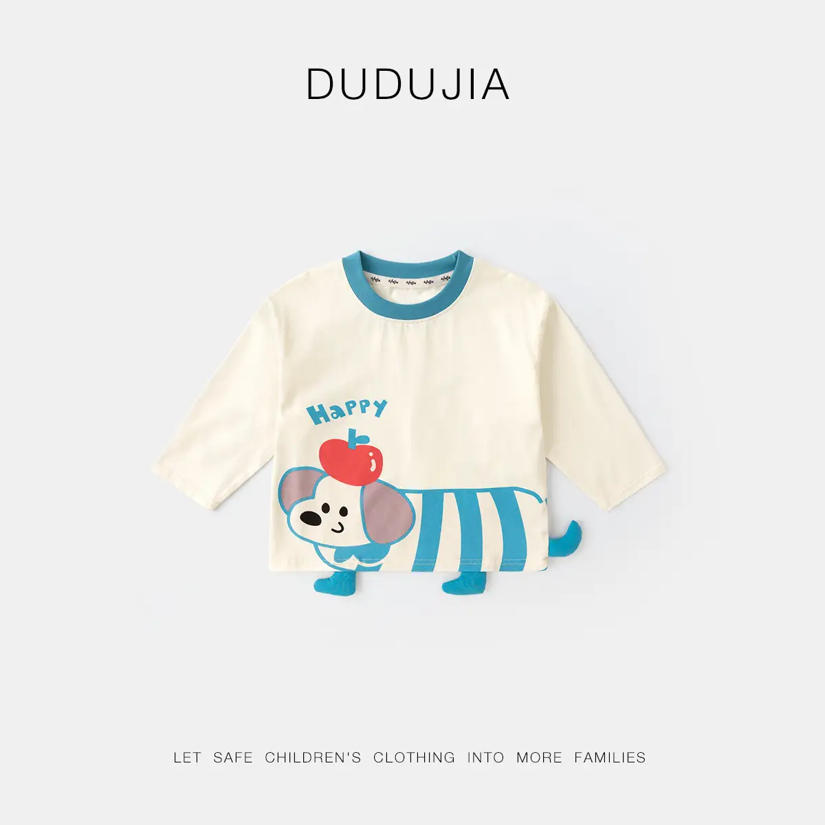 Dudujia Boys Long Sleeve T-Shirt Cream Black Spring Base - Image 2