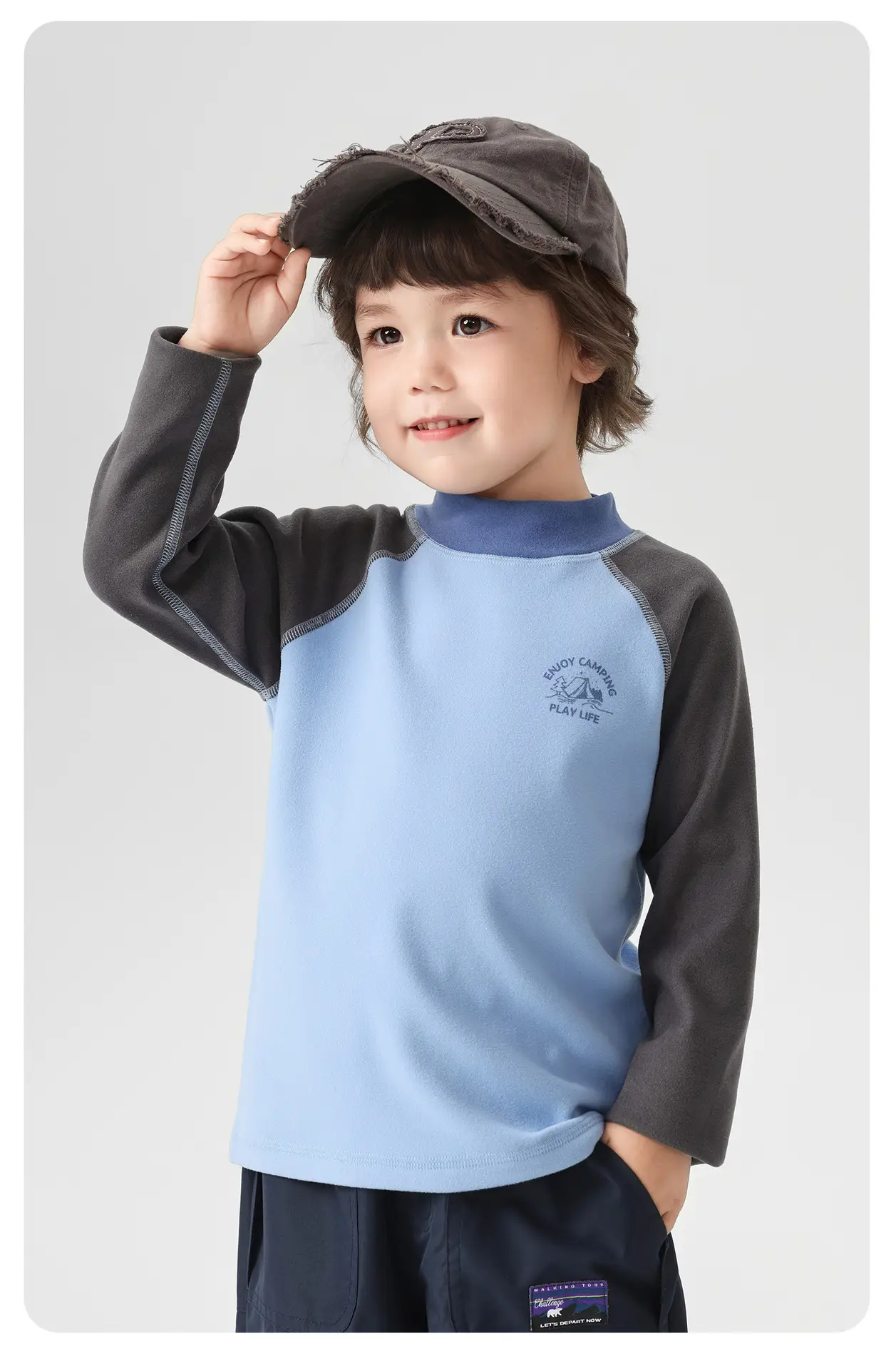 Right European Boys' Blue Base Long Sleeve T-Shirt — feature 14