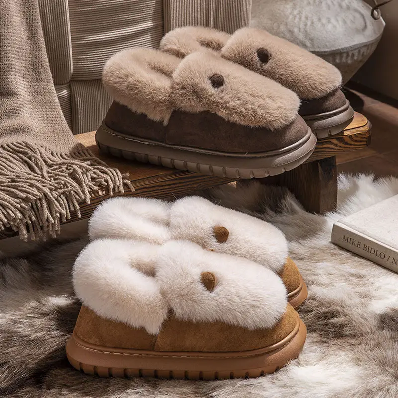 New Style Bag-Heeled Cotton Slippers for Women, Winter Couples, Non-Slip Thick-Soled Fleece-Lined, Thickeneded Warm Cotton Shoes for Men at Home and Outside - Image 5