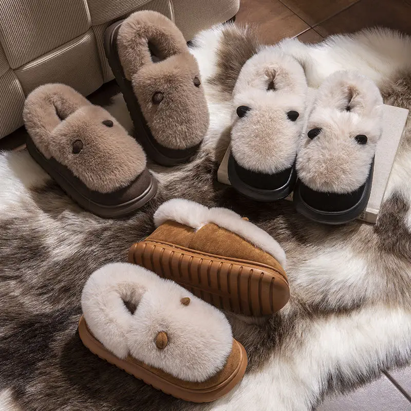 New Style Bag-Heeled Cotton Slippers for Women, Winter Couples, Non-Slip Thick-Soled Fleece-Lined, Thickeneded Warm Cotton Shoes for Men at Home and Outside - Image 7