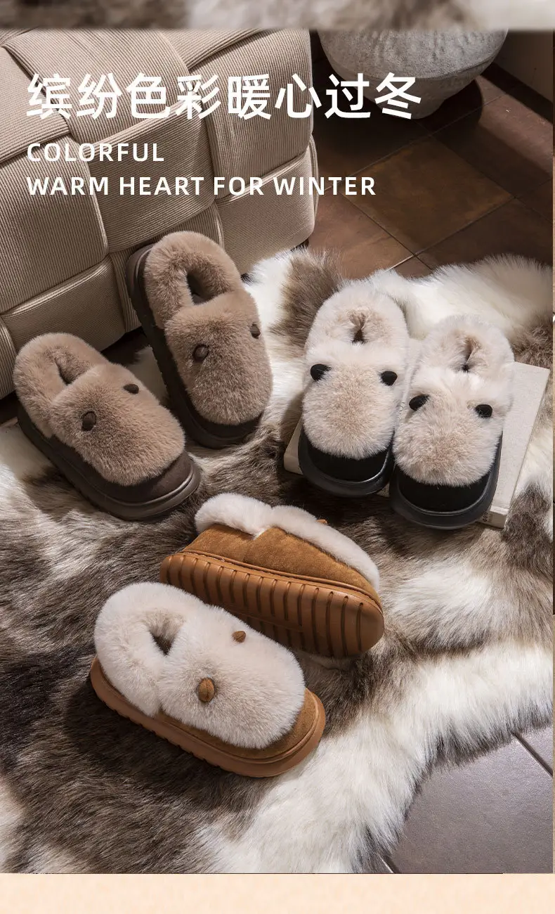 New Style Bag-Heeled Cotton Slippers for Women, Winter Couples, Non-Slip Thick-Soled Fleece-Lined, Thickeneded Warm Cotton Shoes for Men at Home and Outside — feature 12