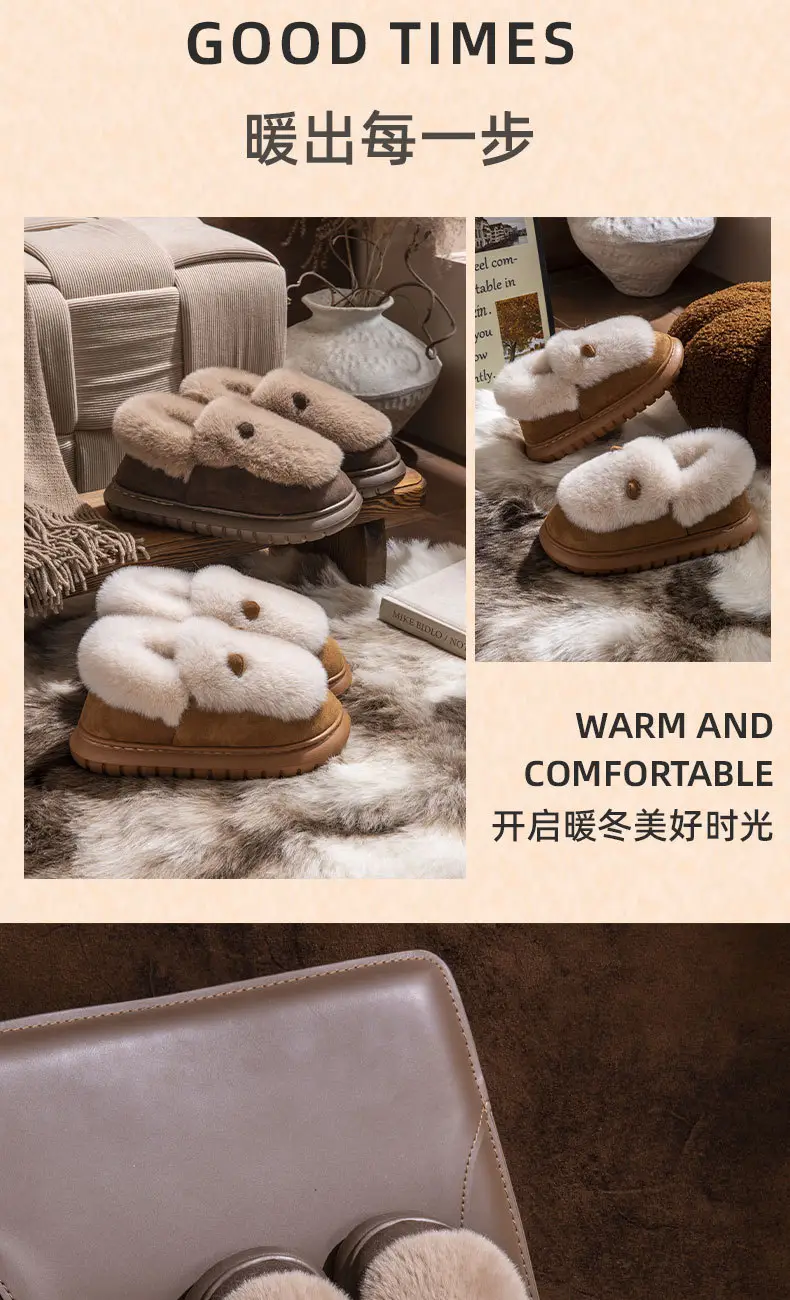 New Style Bag-Heeled Cotton Slippers for Women, Winter Couples, Non-Slip Thick-Soled Fleece-Lined, Thickeneded Warm Cotton Shoes for Men at Home and Outside — feature 13