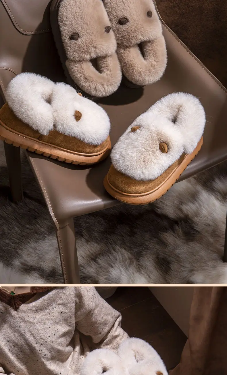 New Style Bag-Heeled Cotton Slippers for Women, Winter Couples, Non-Slip Thick-Soled Fleece-Lined, Thickeneded Warm Cotton Shoes for Men at Home and Outside — feature 14
