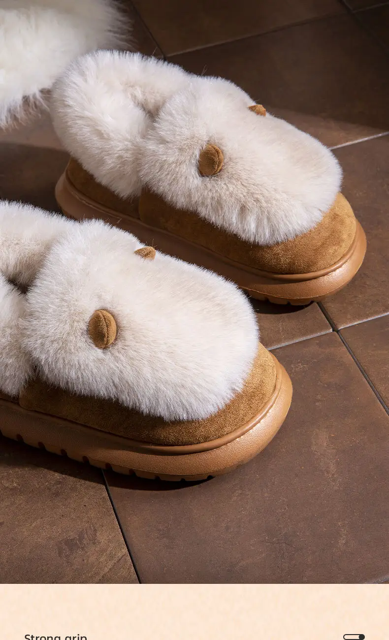 New Style Bag-Heeled Cotton Slippers for Women, Winter Couples, Non-Slip Thick-Soled Fleece-Lined, Thickeneded Warm Cotton Shoes for Men at Home and Outside — feature 5