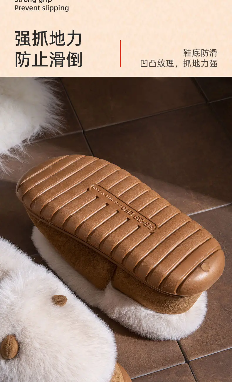 New Style Bag-Heeled Cotton Slippers for Women, Winter Couples, Non-Slip Thick-Soled Fleece-Lined, Thickeneded Warm Cotton Shoes for Men at Home and Outside — feature 6