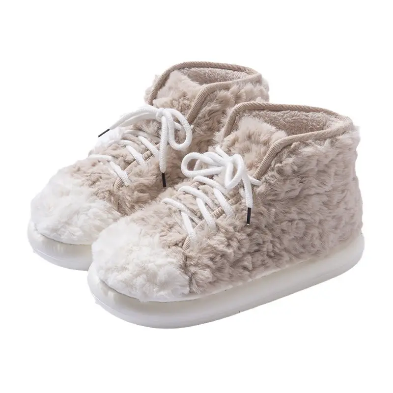 2024 New Style Bag Heel Cotton Slippers for Women Winter Outer Wear Non-Slip Thick Sole Home Indoor Thickeneded Warm Woolen Cotton Shoes - Image 8