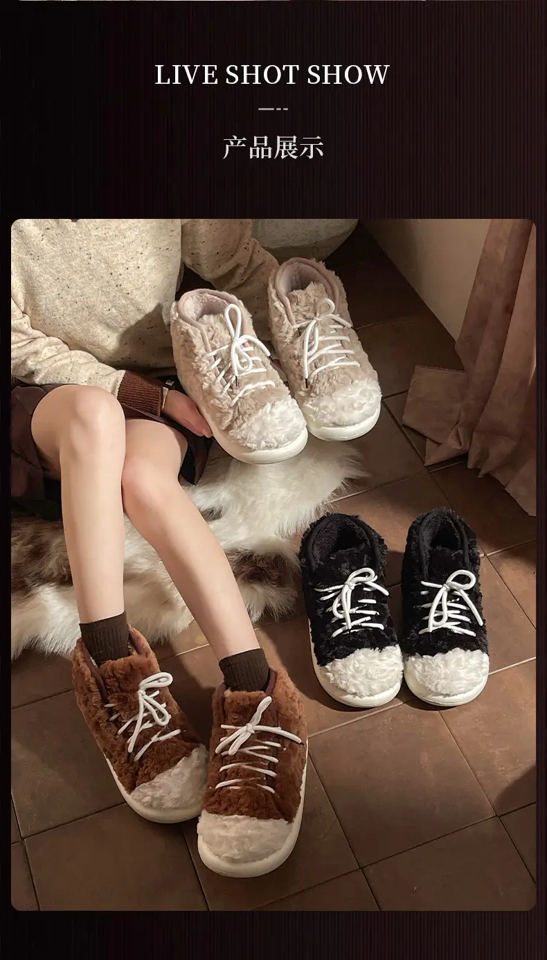 2024 New Style Bag Heel Cotton Slippers for Women Winter Outer Wear Non-Slip Thick Sole Home Indoor Thickeneded Warm Woolen Cotton Shoes — feature 13