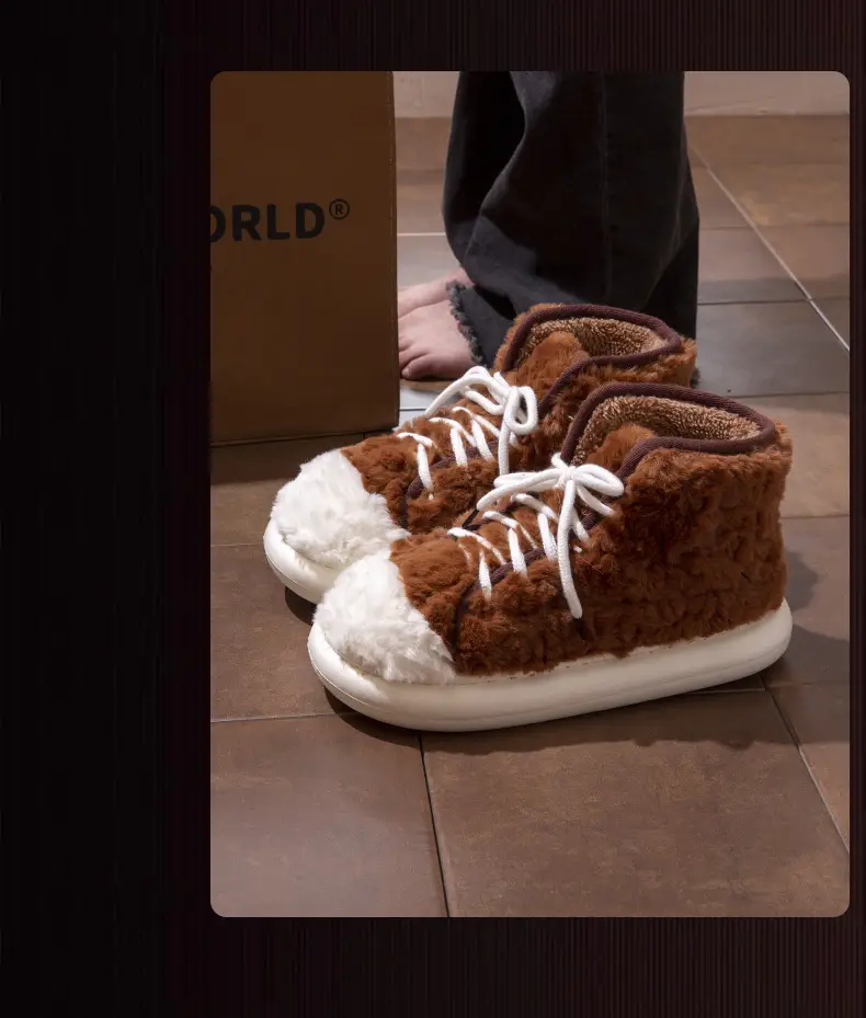 2024 New Style Bag Heel Cotton Slippers for Women Winter Outer Wear Non-Slip Thick Sole Home Indoor Thickeneded Warm Woolen Cotton Shoes — feature 14