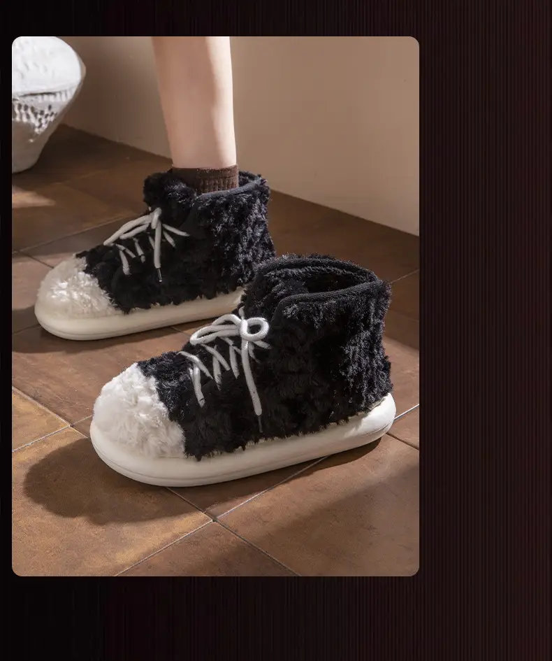 2024 New Style Bag Heel Cotton Slippers for Women Winter Outer Wear Non-Slip Thick Sole Home Indoor Thickeneded Warm Woolen Cotton Shoes — feature 15