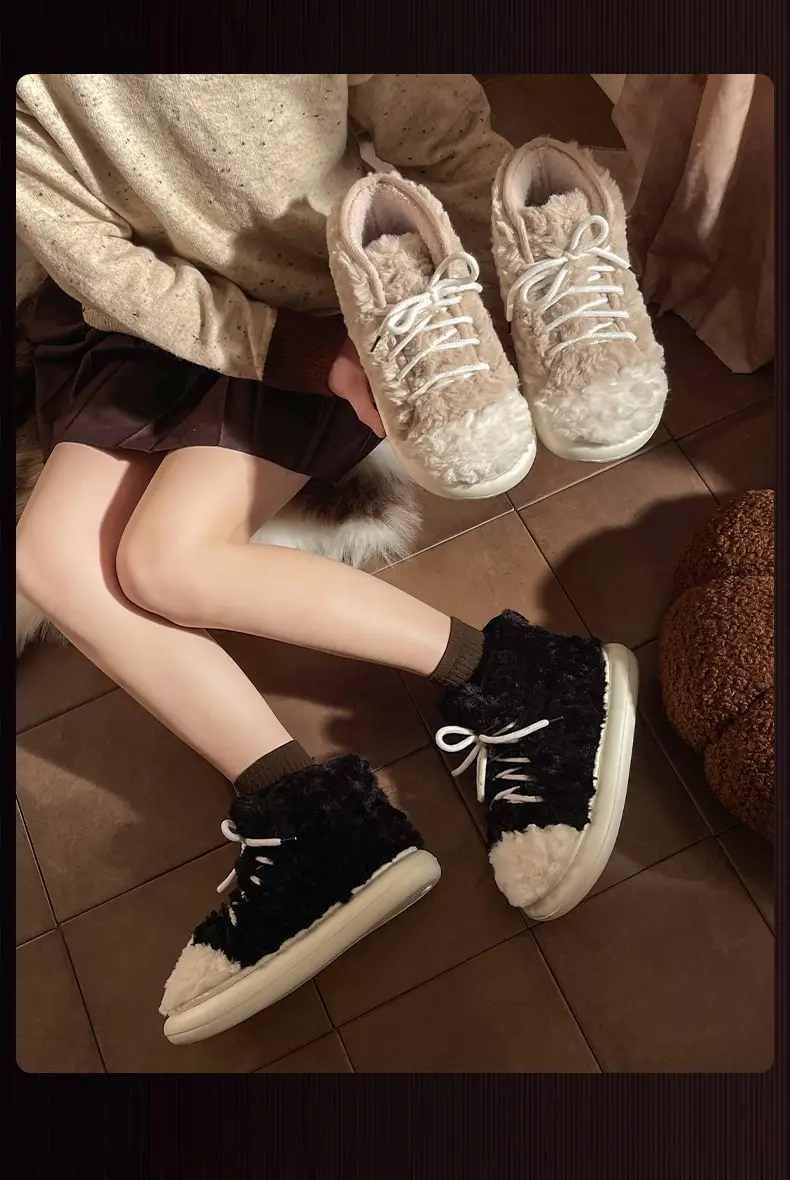 2024 New Style Bag Heel Cotton Slippers for Women Winter Outer Wear Non-Slip Thick Sole Home Indoor Thickeneded Warm Woolen Cotton Shoes — feature 16