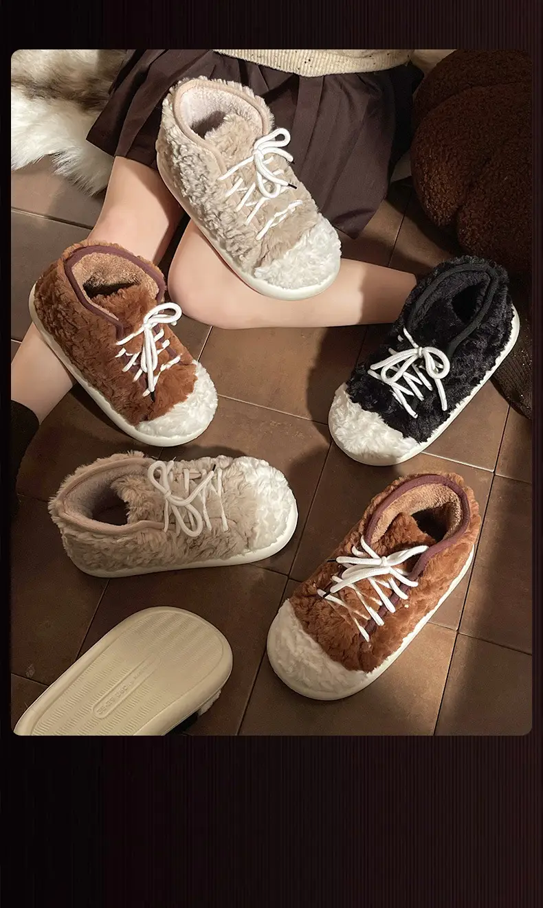 2024 New Style Bag Heel Cotton Slippers for Women Winter Outer Wear Non-Slip Thick Sole Home Indoor Thickeneded Warm Woolen Cotton Shoes — feature 18