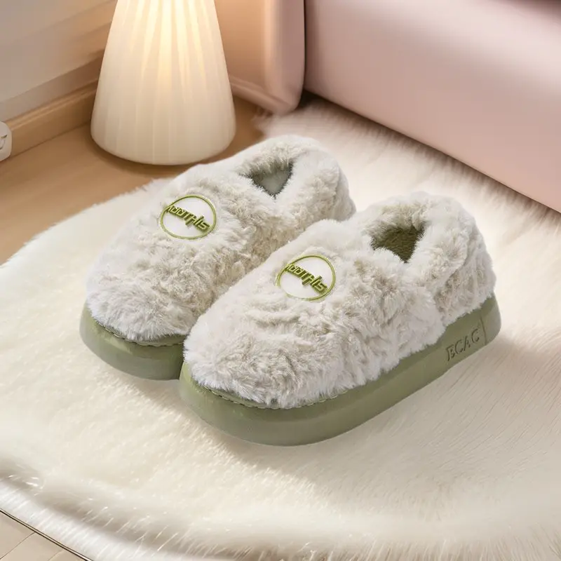 Women's Cotton Slippers 2024 New Winter Plush Warm Couple Indoor Non-Slip Thick Sole Soft Cotton Slippers - Image 6