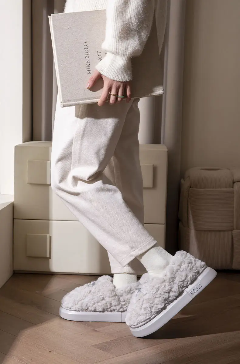 Women's Cotton Slippers 2024 New Winter Plush Warm Couple Indoor Non-Slip Thick Sole Soft Cotton Slippers — feature 10