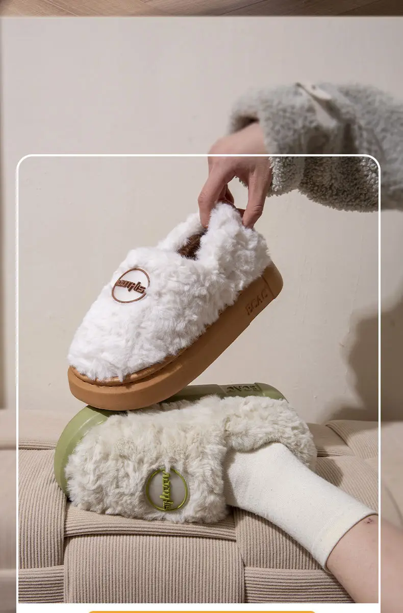 Women's Cotton Slippers 2024 New Winter Plush Warm Couple Indoor Non-Slip Thick Sole Soft Cotton Slippers — feature 11