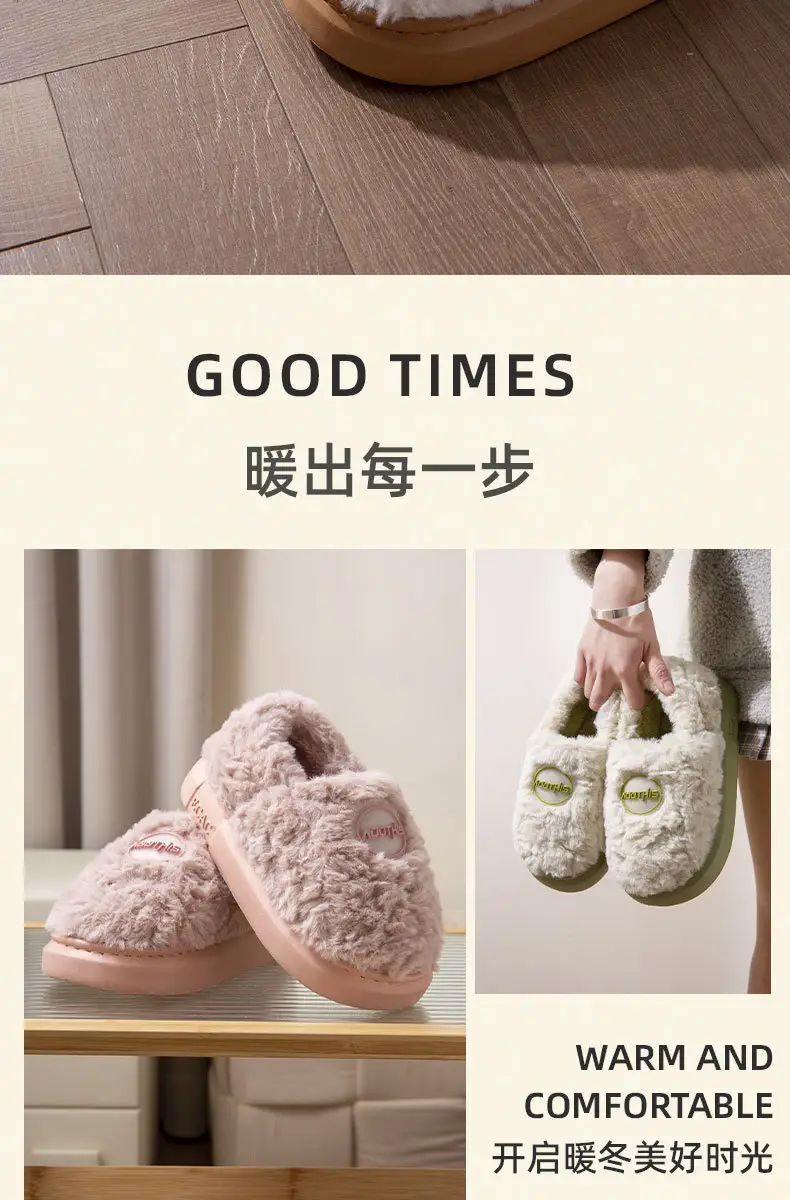 Women's Cotton Slippers 2024 New Winter Plush Warm Couple Indoor Non-Slip Thick Sole Soft Cotton Slippers — feature 13