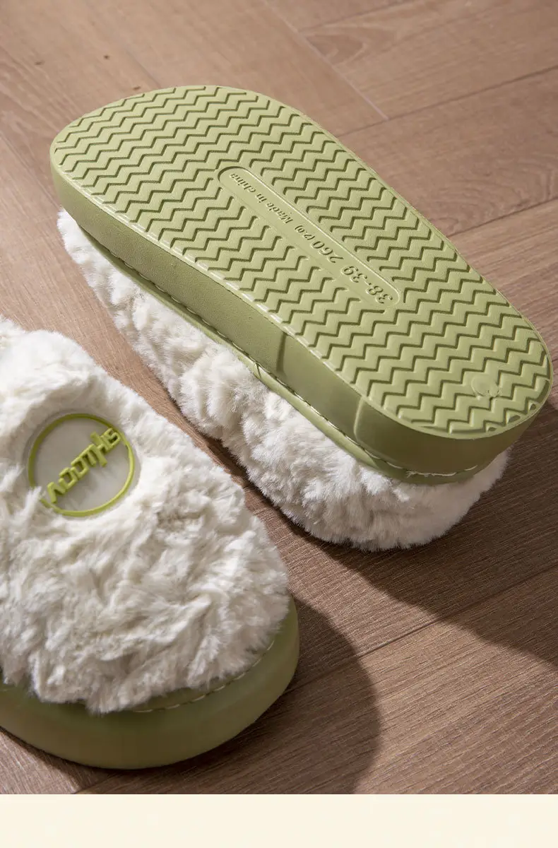 Women's Cotton Slippers 2024 New Winter Plush Warm Couple Indoor Non-Slip Thick Sole Soft Cotton Slippers — feature 6
