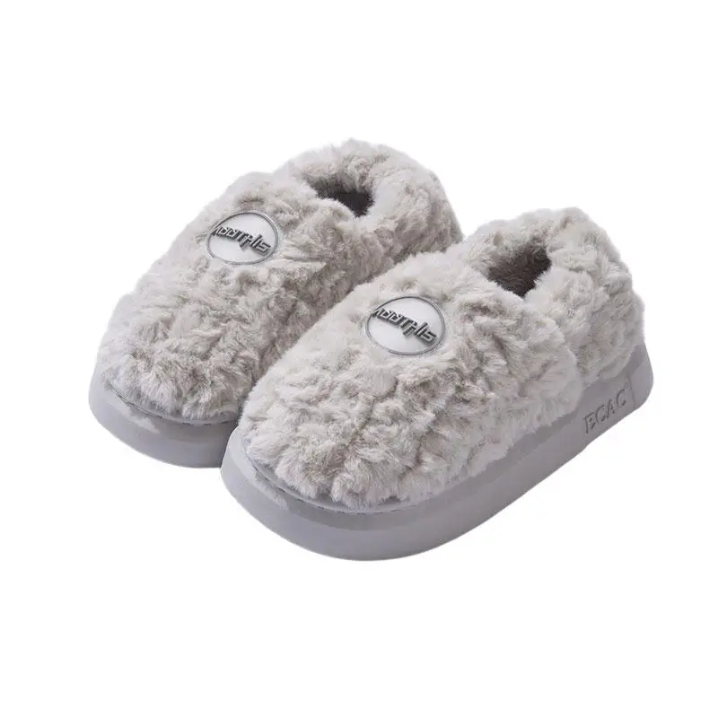 Women's Cotton Slippers 2024 New Winter Plush Warm Couple Indoor Non-Slip Thick Sole Soft Cotton Slippers - Image 3
