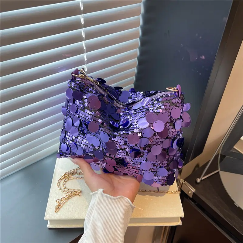 Purple Sequin Crossbody Bag for Women 2025 - Image 4