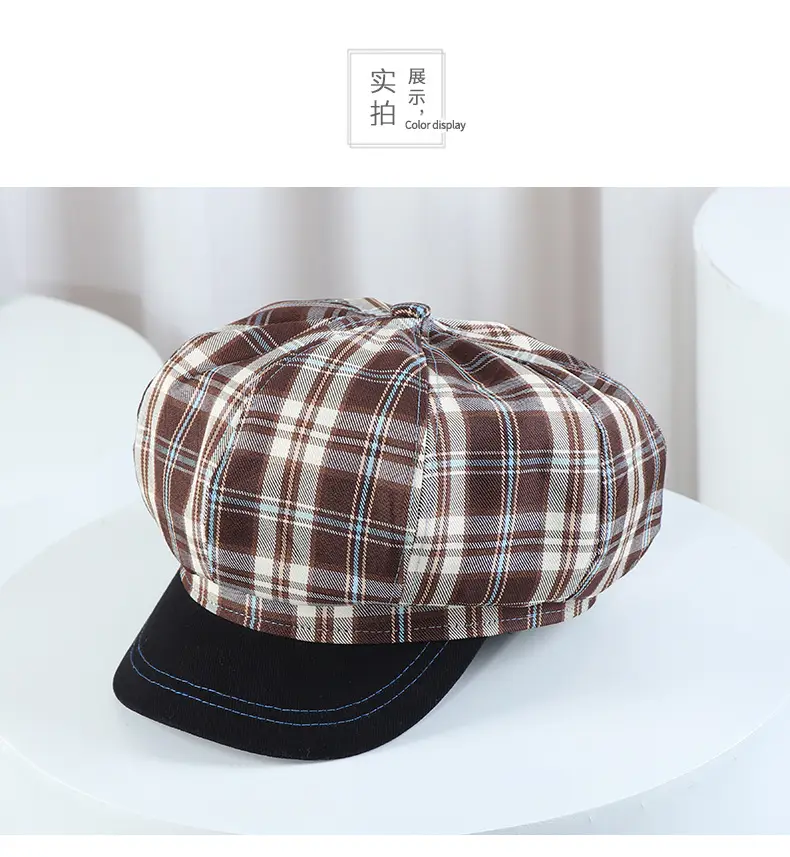 New Plaid Octagonal Hat for Women Spring Autumn — feature 14