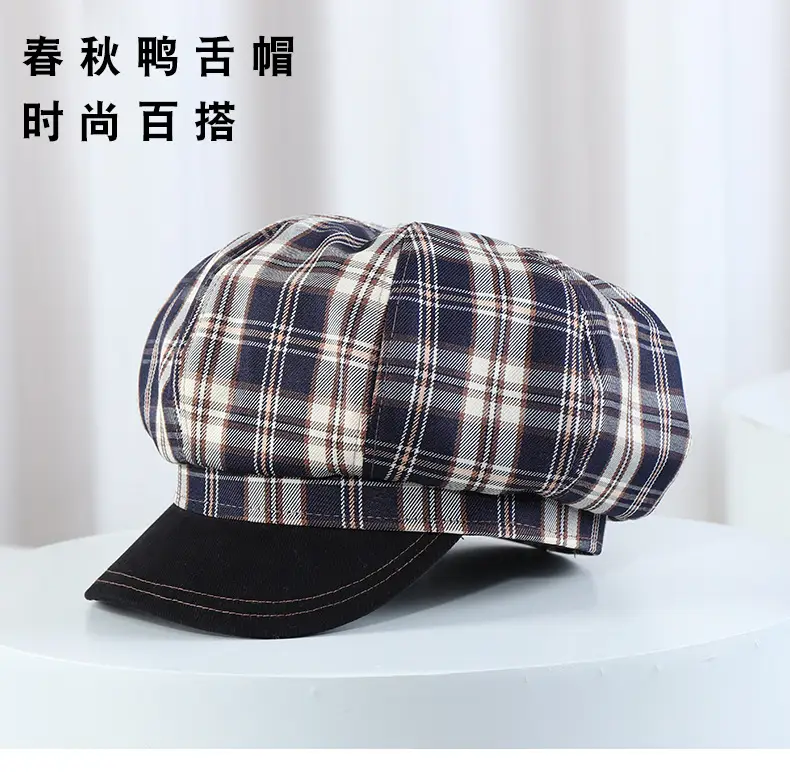 New Plaid Octagonal Hat for Women Spring Autumn — feature 9