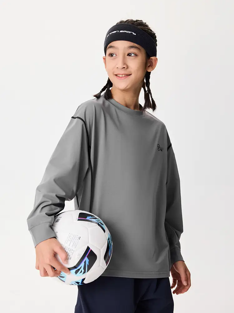 Girls Long Sleeve Grey Sweatshirt Kids Sports Wear - Image 4