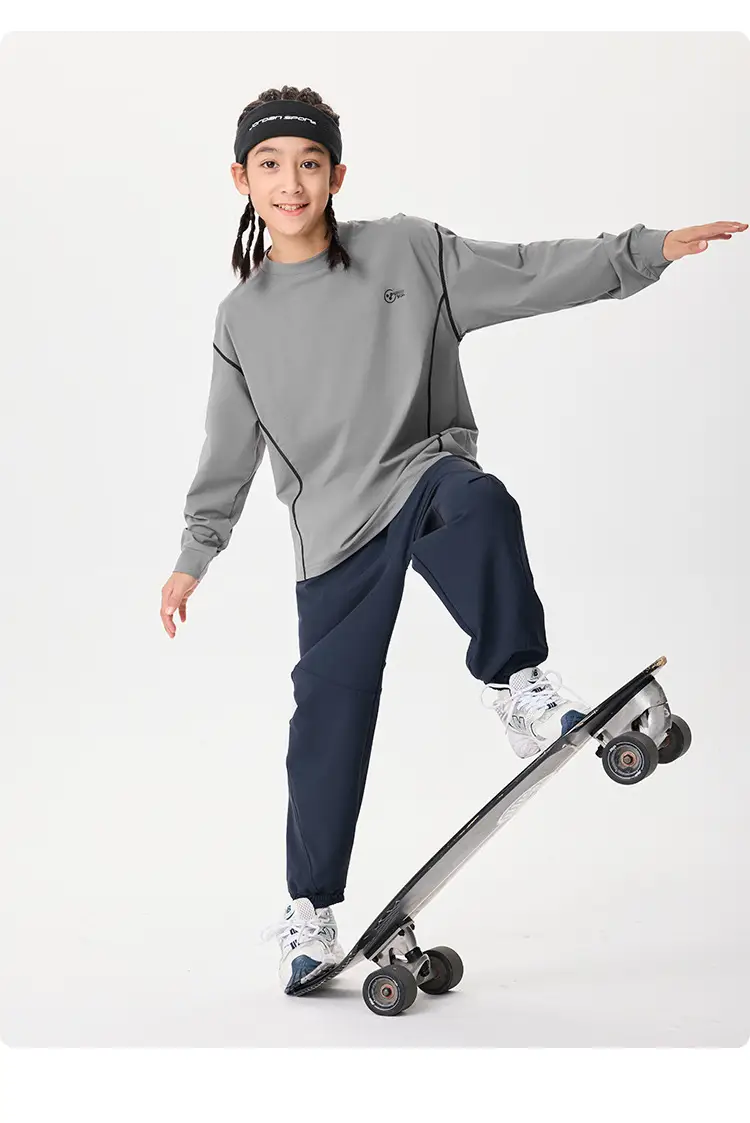 Girls Long Sleeve Grey Sweatshirt Kids Sports Wear — feature 19