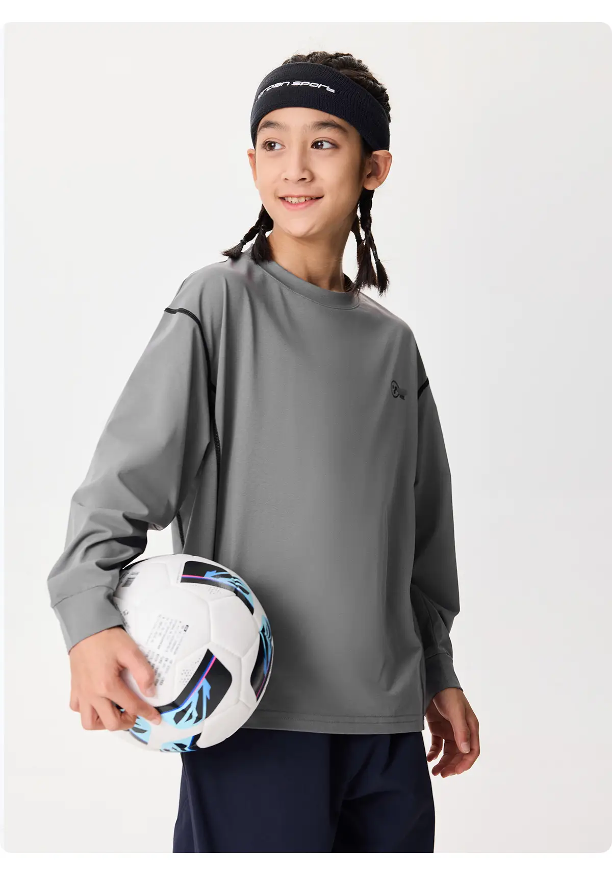 Girls Long Sleeve Grey Sweatshirt Kids Sports Wear — feature 23