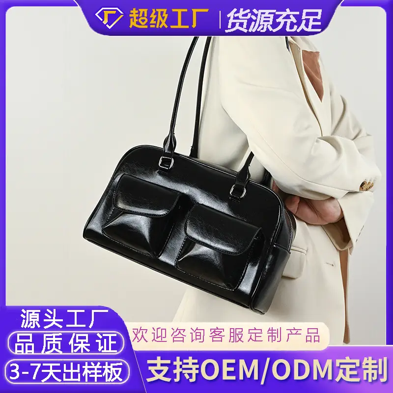Customized Korean Style Wax Leather Tote Bag Large Capacity