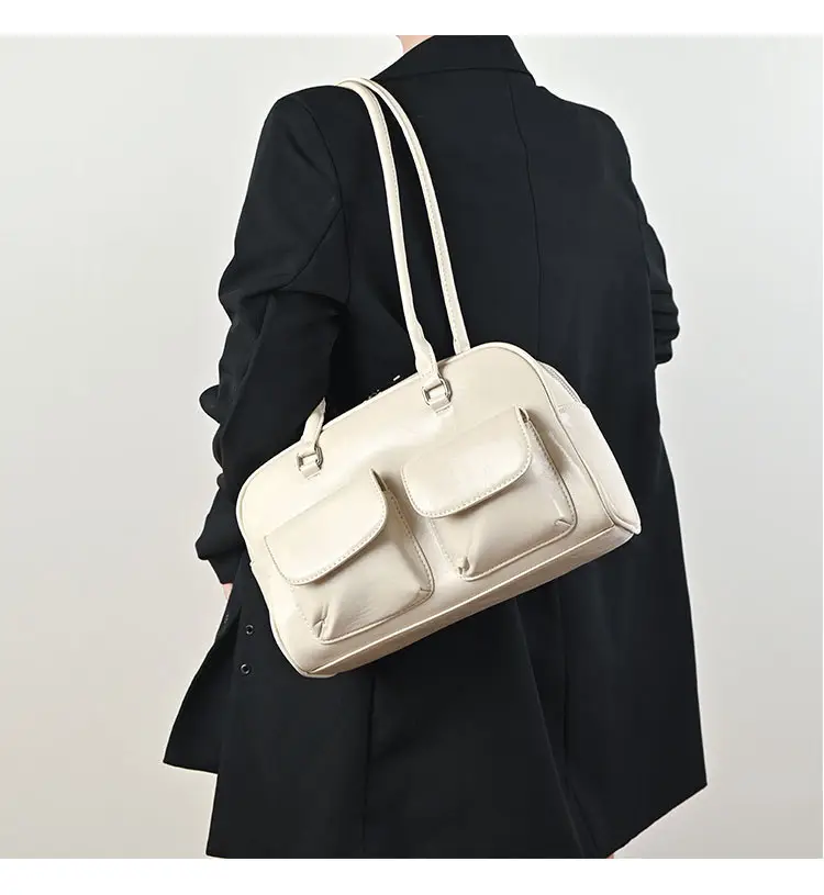 Customized Korean Style Wax Leather Tote Bag Large Capacity — feature 5