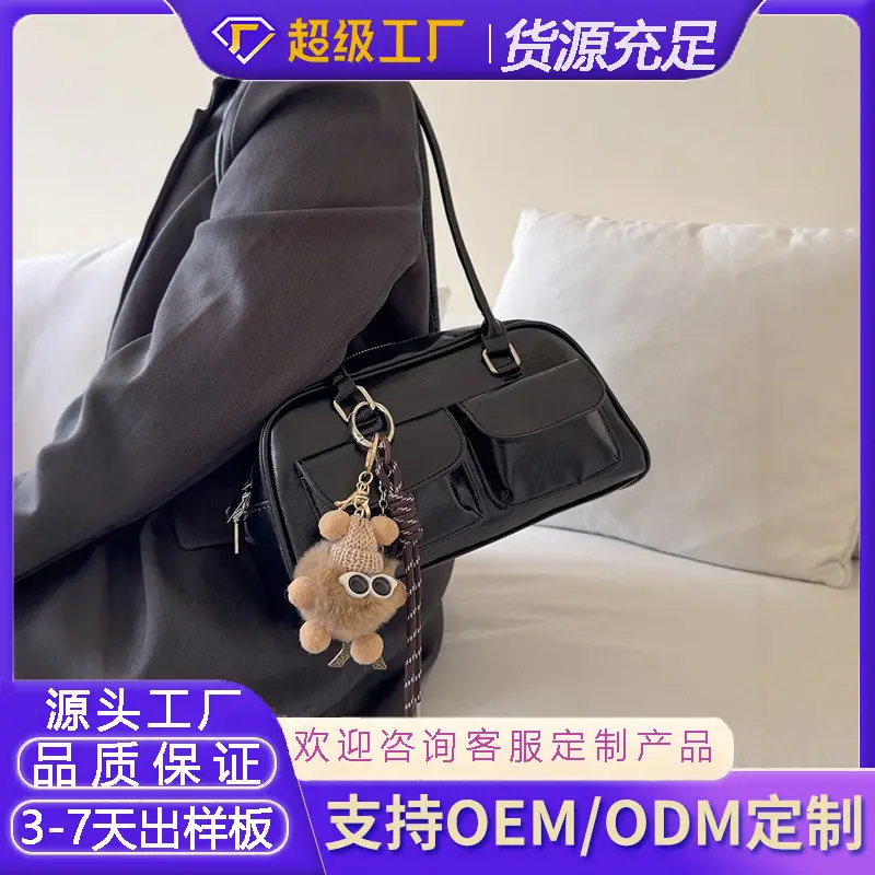 Customized Korean Style Wax Leather Tote Bag Large Capacity