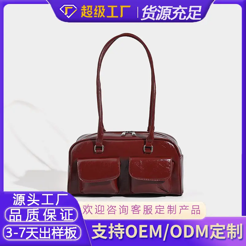 Customized Korean Style Wax Leather Tote Bag Large Capacity