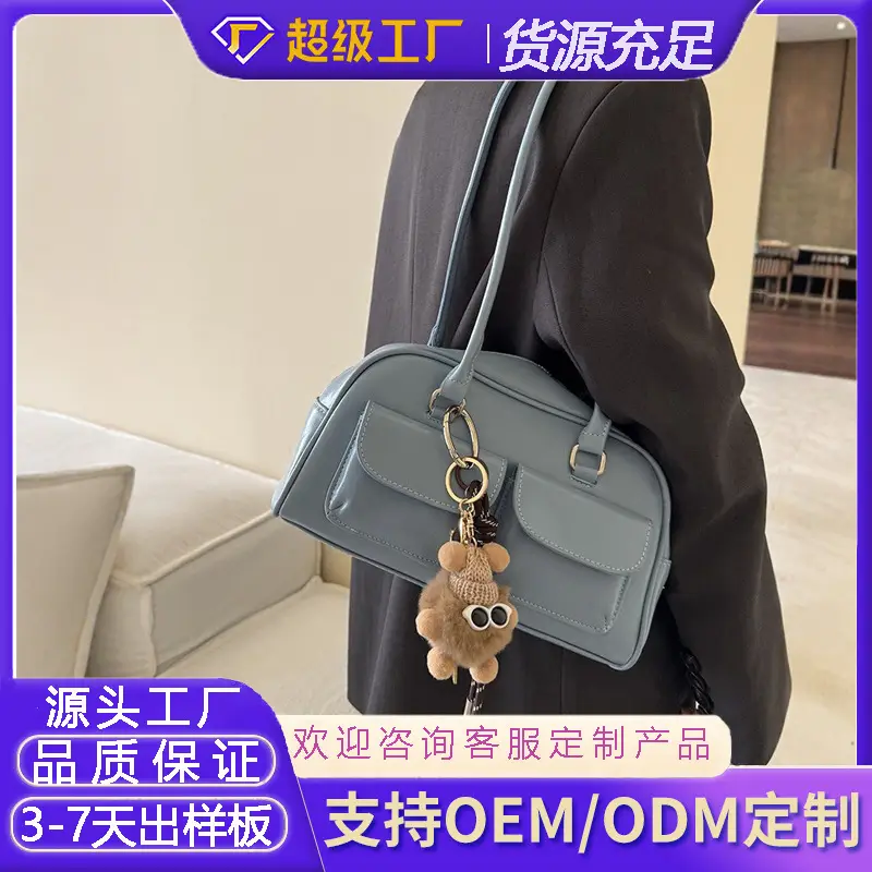 Customized Korean Style Wax Leather Tote Bag Large Capacity
