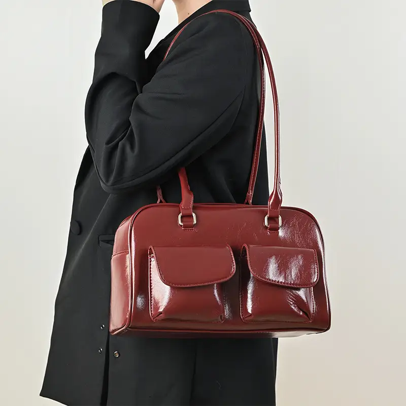 Customized Korean Style Wax Leather Tote Bag Large Capacity