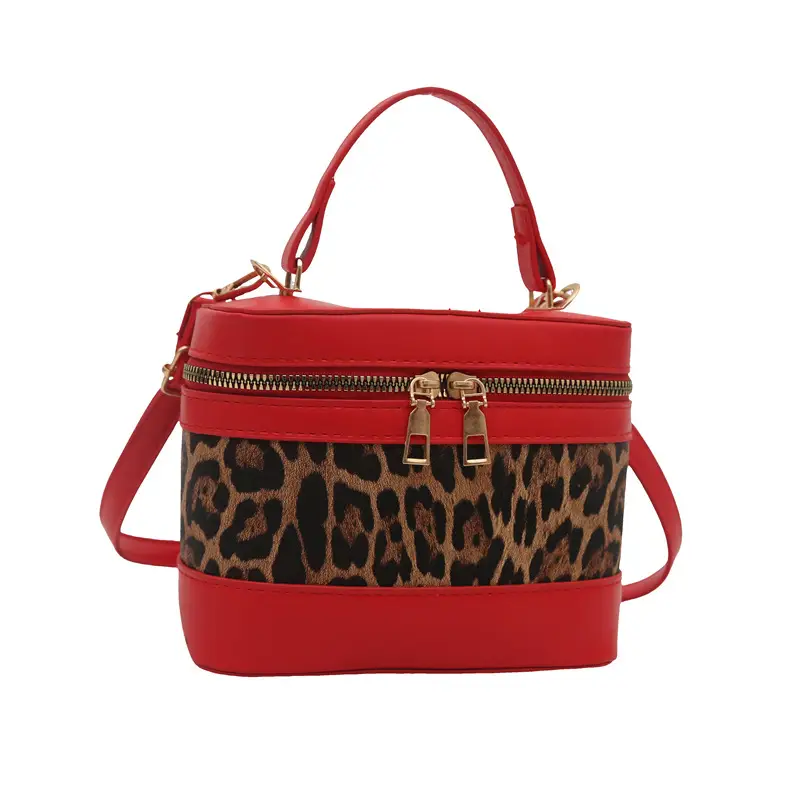 Narrow Leopard Print Crossbody Bag White Gold Zipper - Image 9
