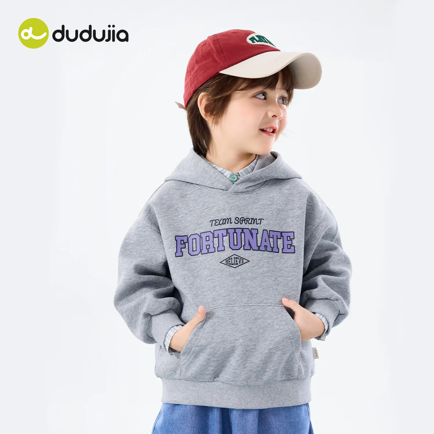 Girls Grey Fleece Hoodie Sweatshirt Jacket Spring Outfit - Image 2