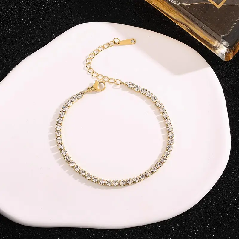4mm Zircon Bracelet Light Luxury Gold Goldtone for Women β feature 1