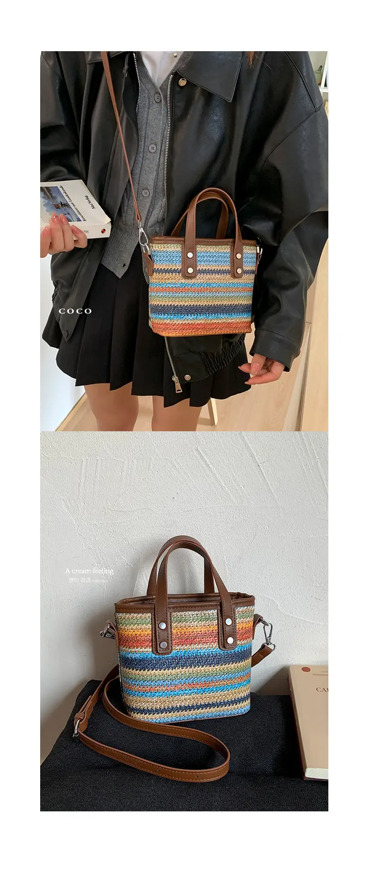 Korean Style Striped Tote Bag for Women — feature 12