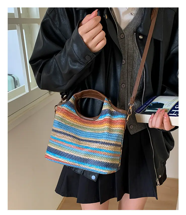 Korean Style Striped Tote Bag for Women — feature 15