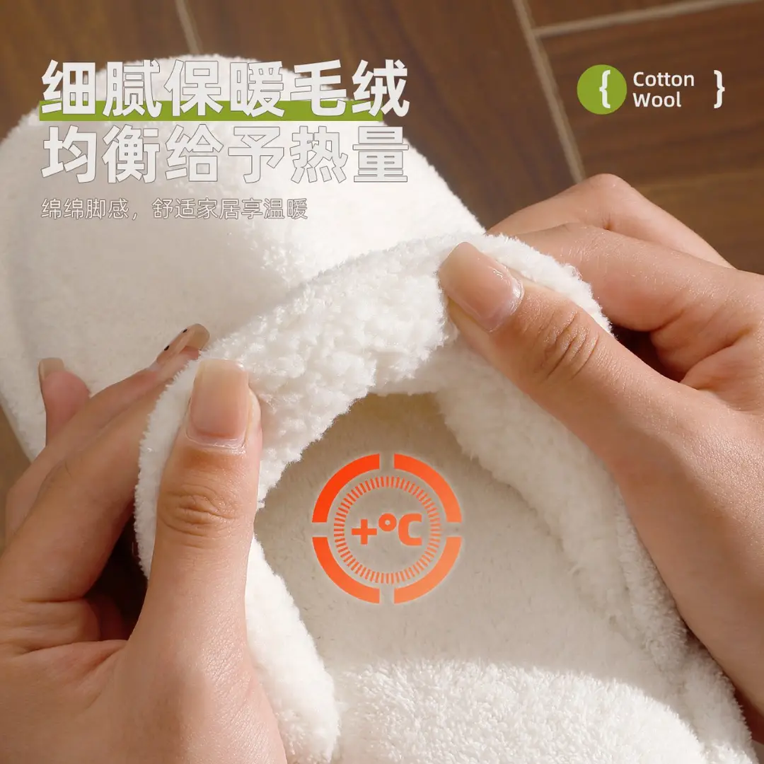 Antibacterial Cotton Slippers for Women Winter 2025 New Indoor Home Anti-Slip and Deodorant Household Autumn and Winter Baotou Wool Slippers for Men