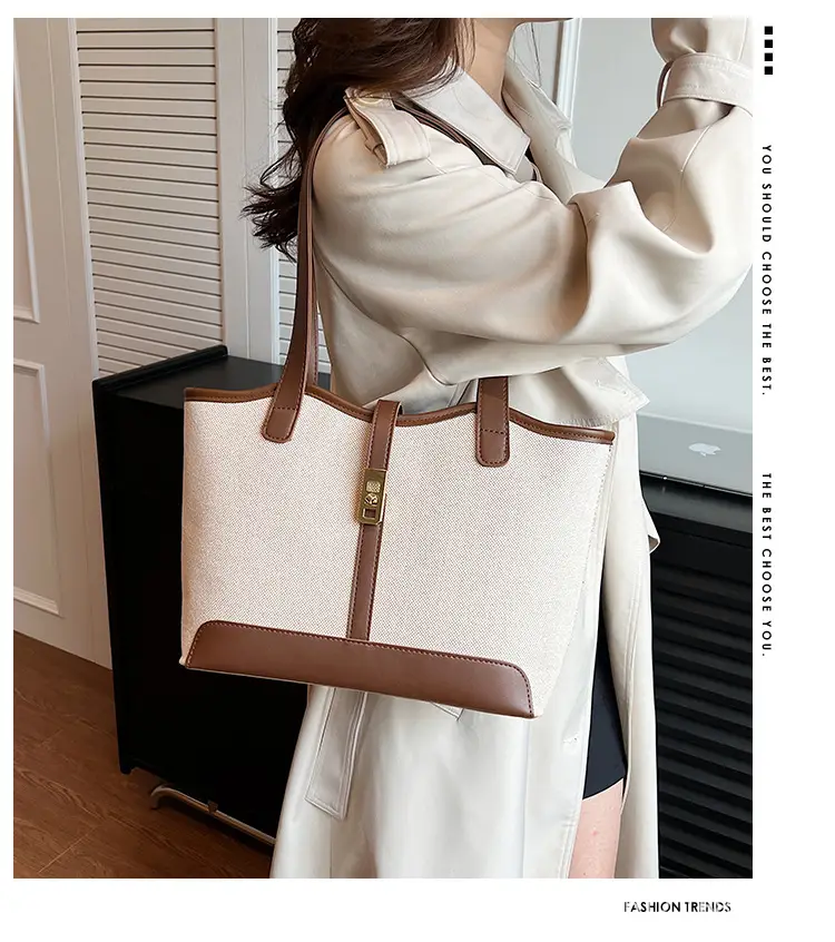 2026 Large Capacity Women's Tote Bag with Gold Plated Handle — feature 1