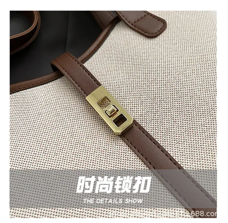 2026 Large Capacity Women's Tote Bag with Gold Plated Handle — feature 18