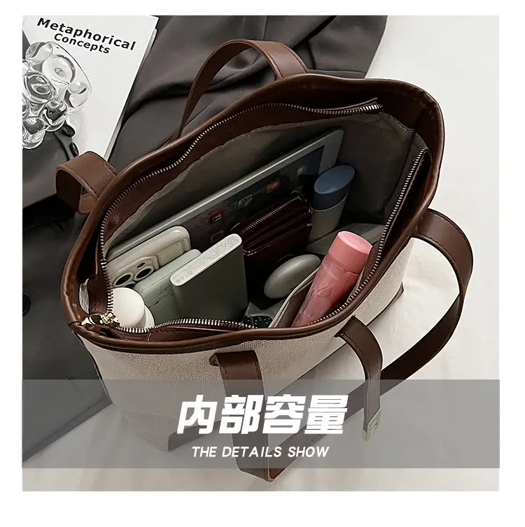2026 Large Capacity Women's Tote Bag with Gold Plated Handle — feature 22
