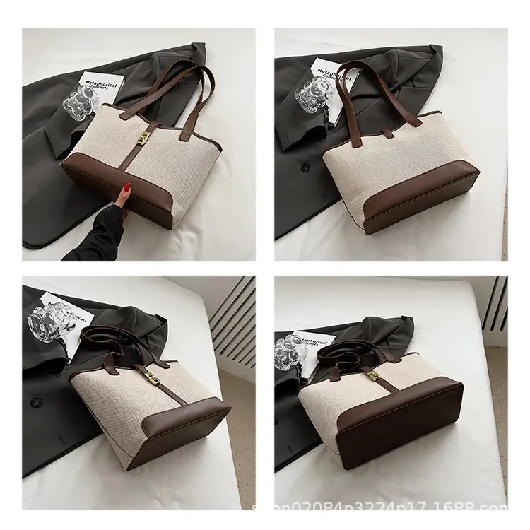2026 Large Capacity Women's Tote Bag with Gold Plated Handle — feature 5