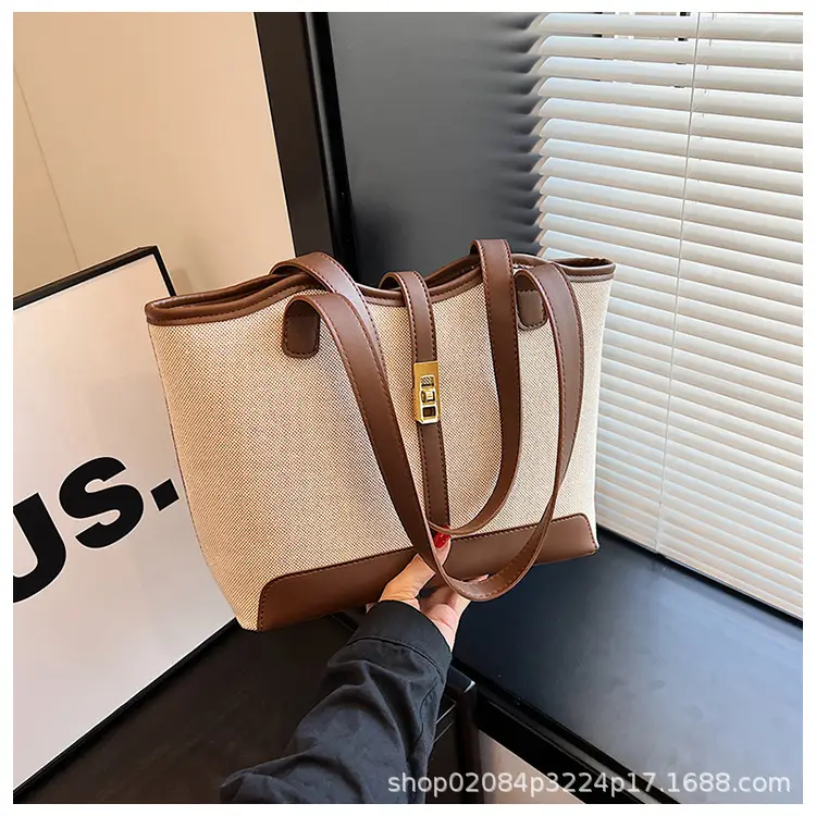 2026 Large Capacity Women's Tote Bag with Gold Plated Handle — feature 9